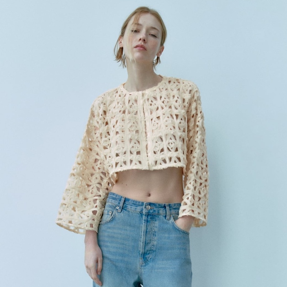 ZARA Open Knit Cardigan Size L Oversized NWT